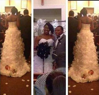 Illustration for article titled Bride Defends Attaching Newborn Baby to the Train of Her Wedding Dress